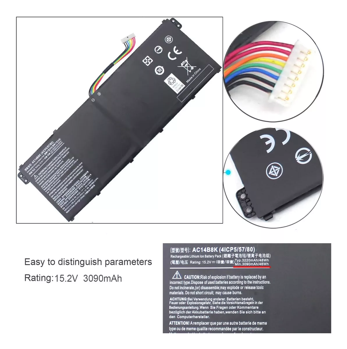 BATERÍA (AC14B8K) PARA ACER ASPIRE R5-371T-C4XT SERIES - 5