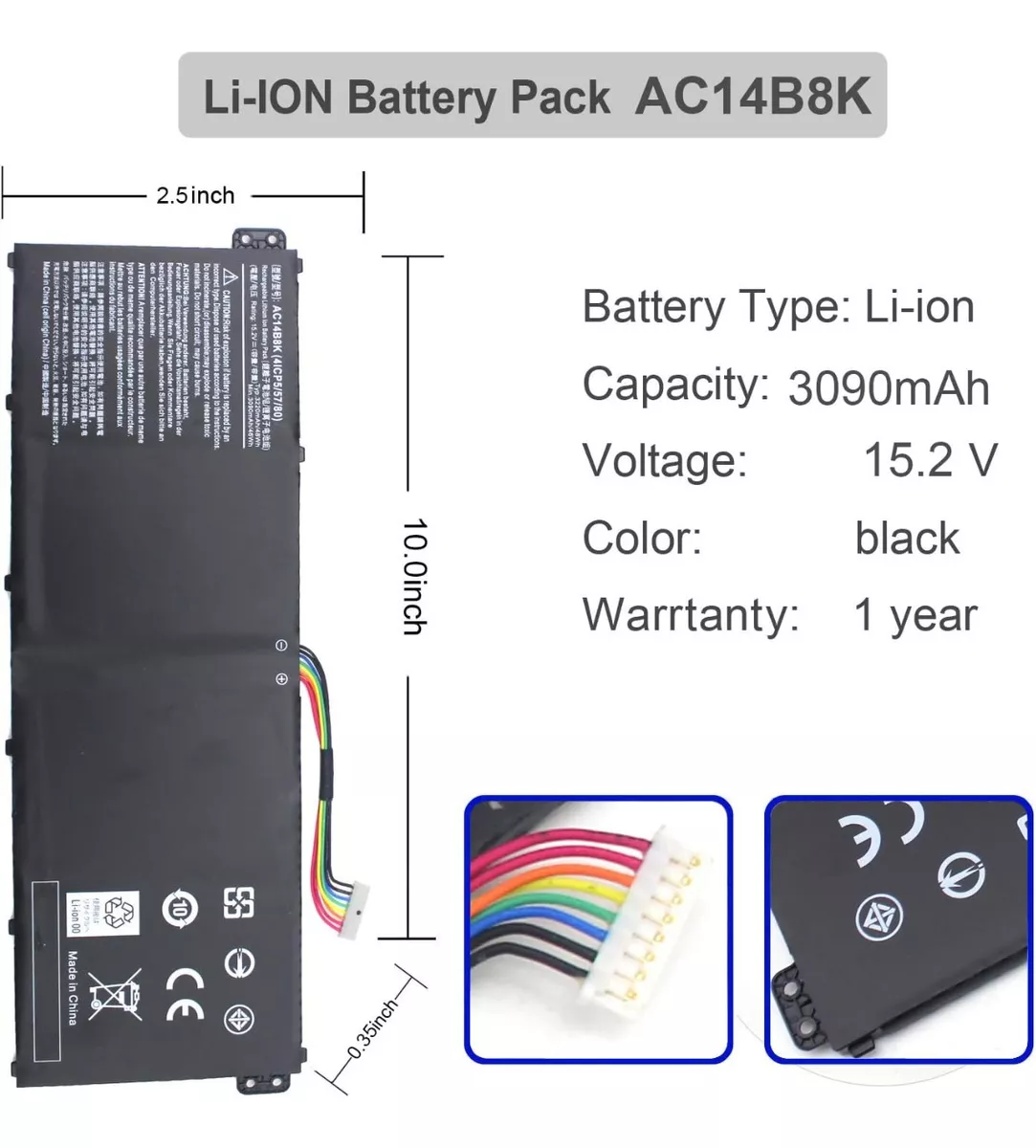 BATERÍA AC14B8K PARA ACER NITRO 5 AN515-51 AN515-52 AN515-53 - 2