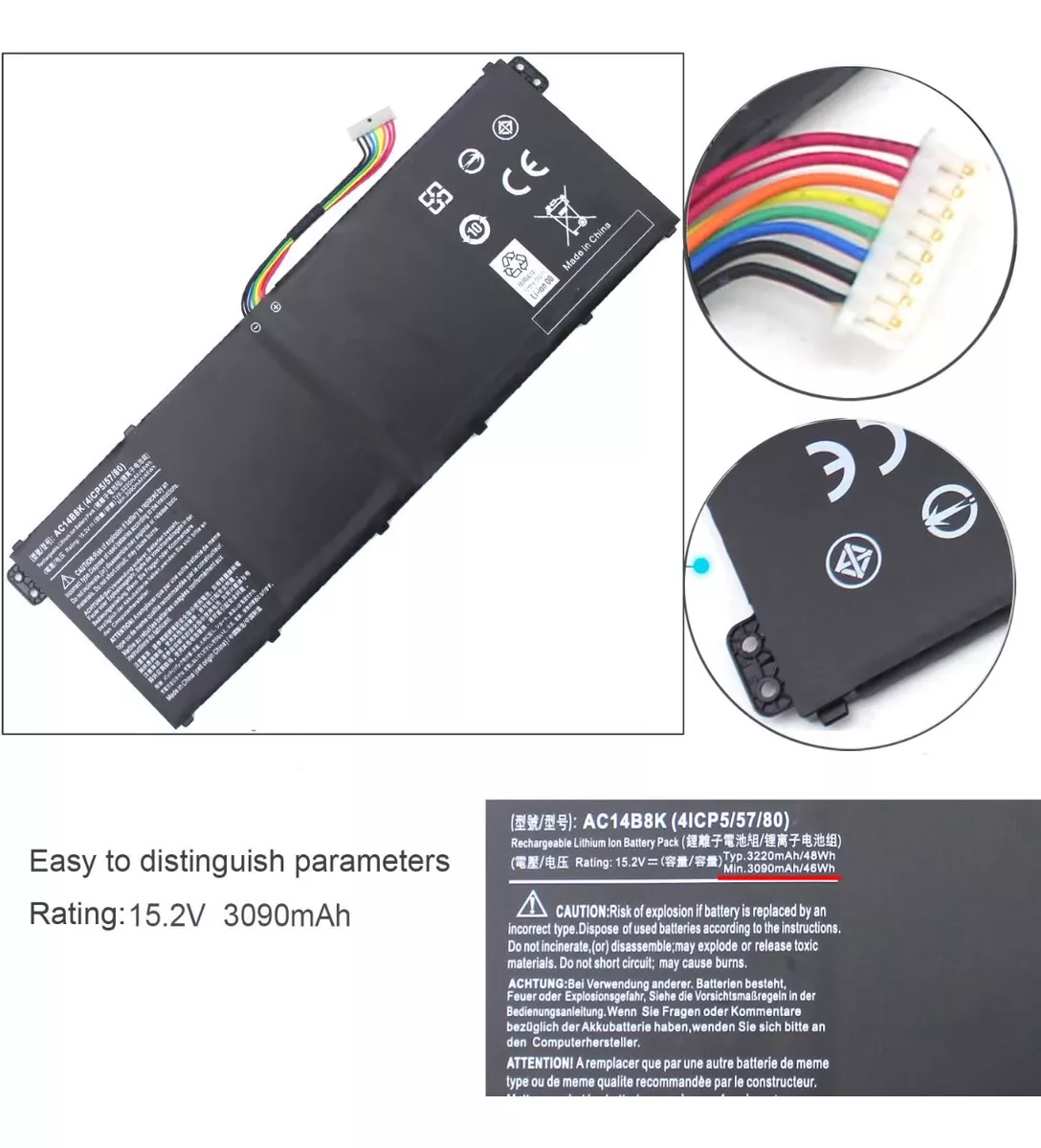 BATERÍA AC14B8K PARA ACER NITRO 5 AN515-51 AN515-52 AN515-53 - 3