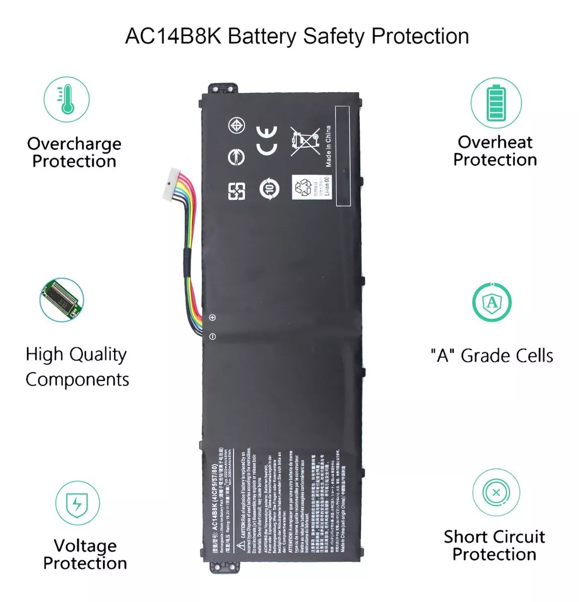 BATERÍA AC14B8K PARA ACER NITRO 5 AN515-51 AN515-52 AN515-53 - 4