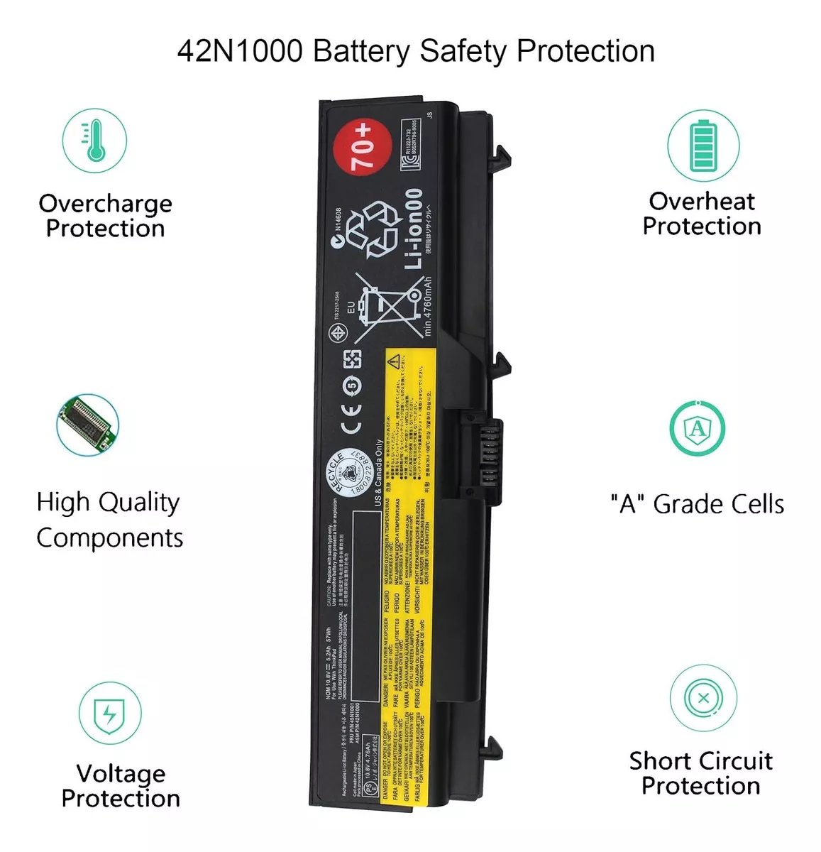 BATERÍA (45N1000) PARA LENOVO THINKPAD T430 T530 W530 L430 - 4