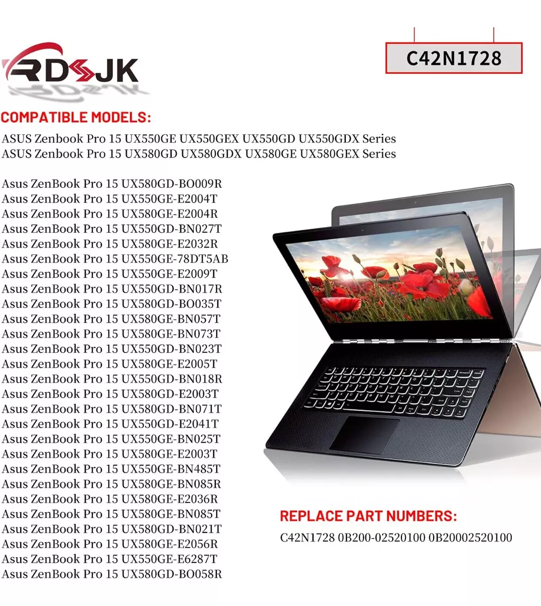 BATERIA C42N1728 PARA ASUS ZENBOOK UX550GD UX580 SERIES - 2