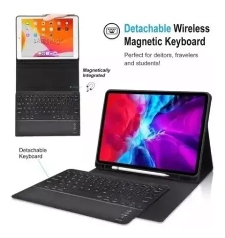 FUNDA CON TECLADO + TOUCHPAD + LAMINA PARA IPAD AIR 4 10.9 - 4