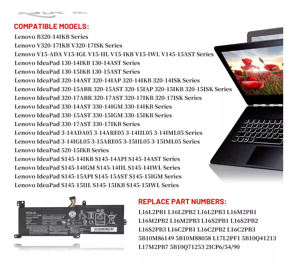 BATERIA (L16L2PB3) PARA LENOVO IDEAPAD 320-15IAP SERIES - 2