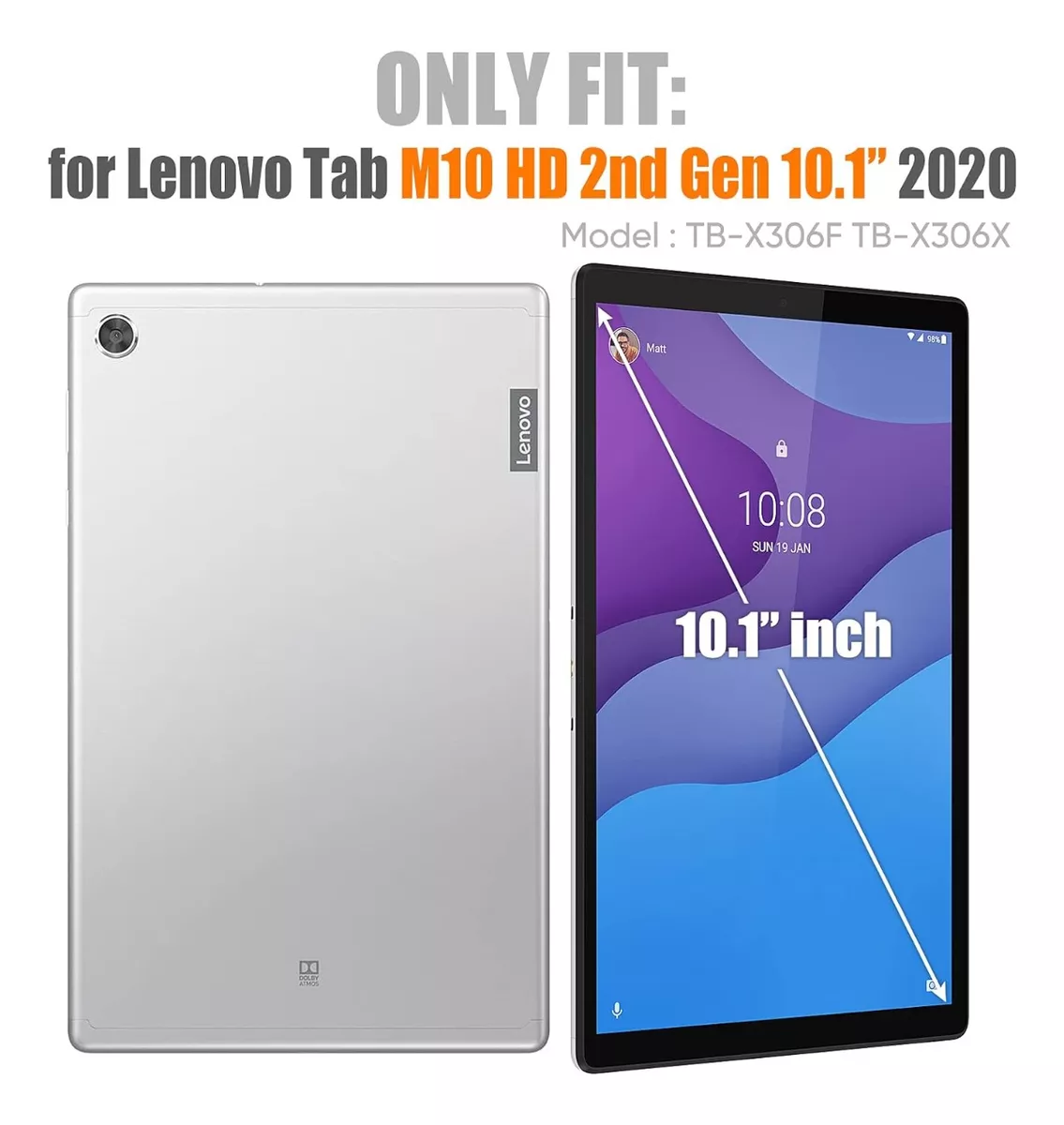 FUNDA CON TECLADO Y TOUCHPAD LENOVO M10 HD 10.1 TB-X306 - 2