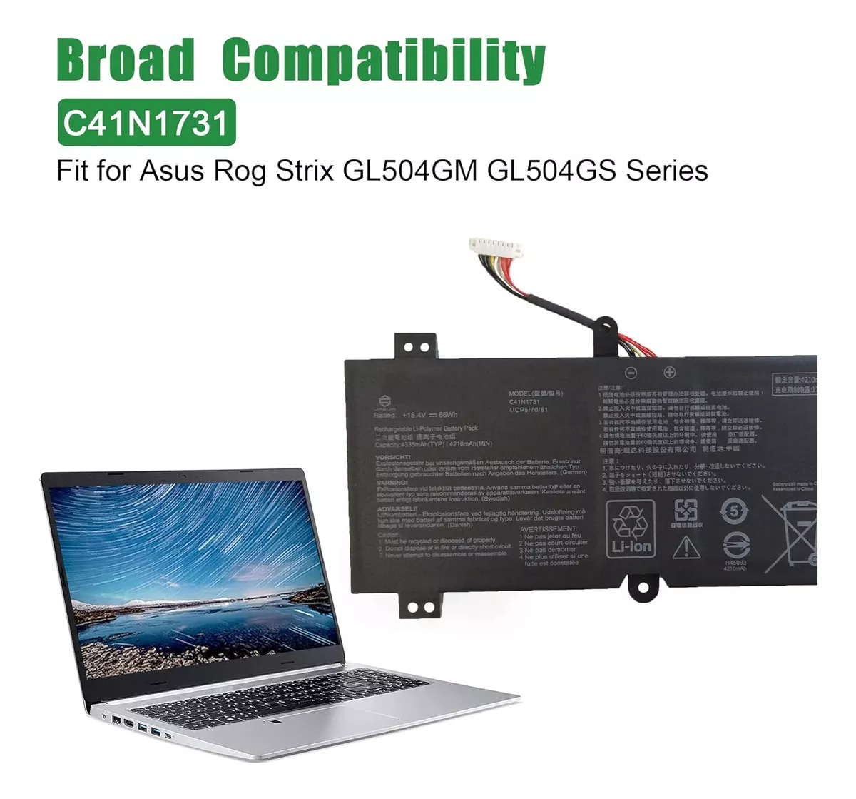 BATERÍA (C41N1731) PARA ASUS ROG STRIX SCAR II GL504 SERIES - 2