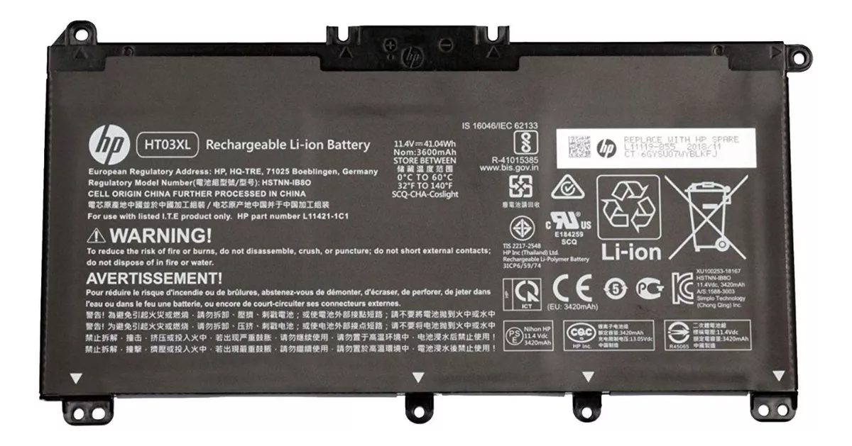 BATERÍA ORIGINAL (HT03XL) HP PAVILION X360 14-DH0002LA SERIE - 1