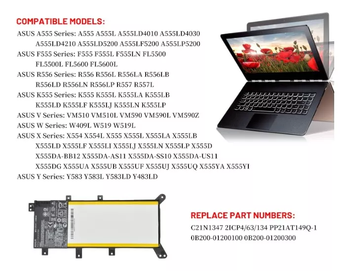 BATERÍA (C21N1347) PARA ASUS X555 X555LD X555LN SERIES NUEVA - 2