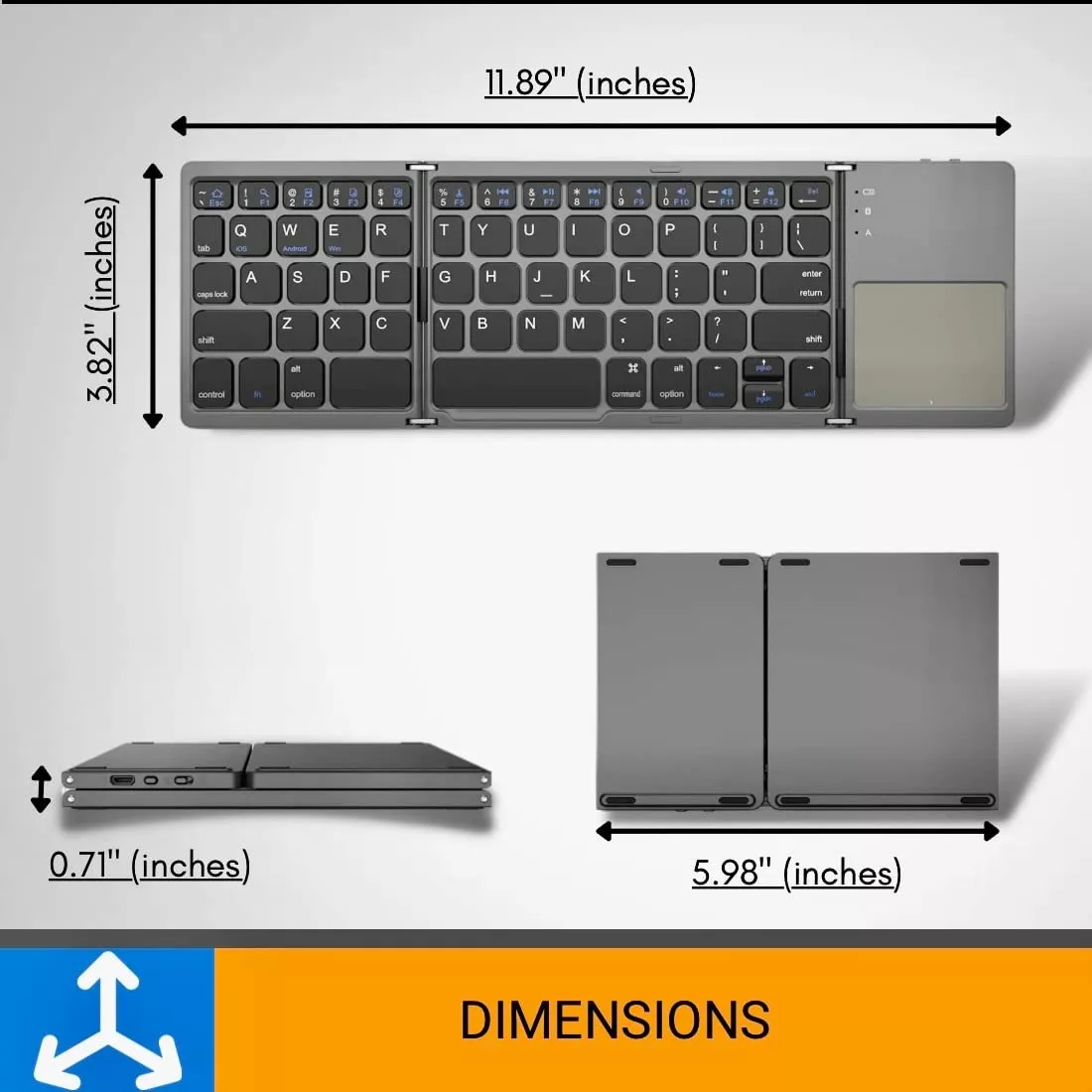 TECLADO INALAMBRICO PLEGABLE BLUETOOTH TOUCHPAD TABLET PC - 3