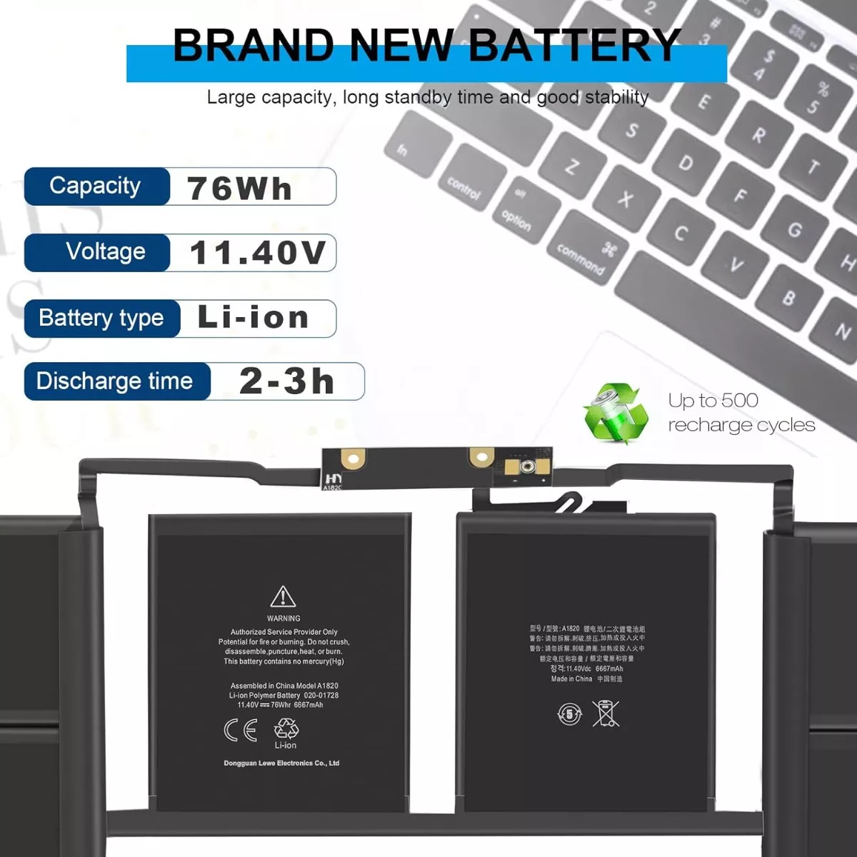 BATERIA A1820 PARA MACBOOK PRO TOUCH BAR 15 A1707 NUEVA - 3
