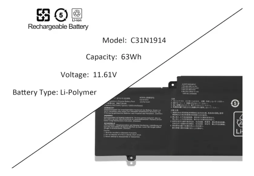BATERIA (C31N1914) PARA ASUS ZENBOOK 14 UX435 SERIES NUEVA - 2