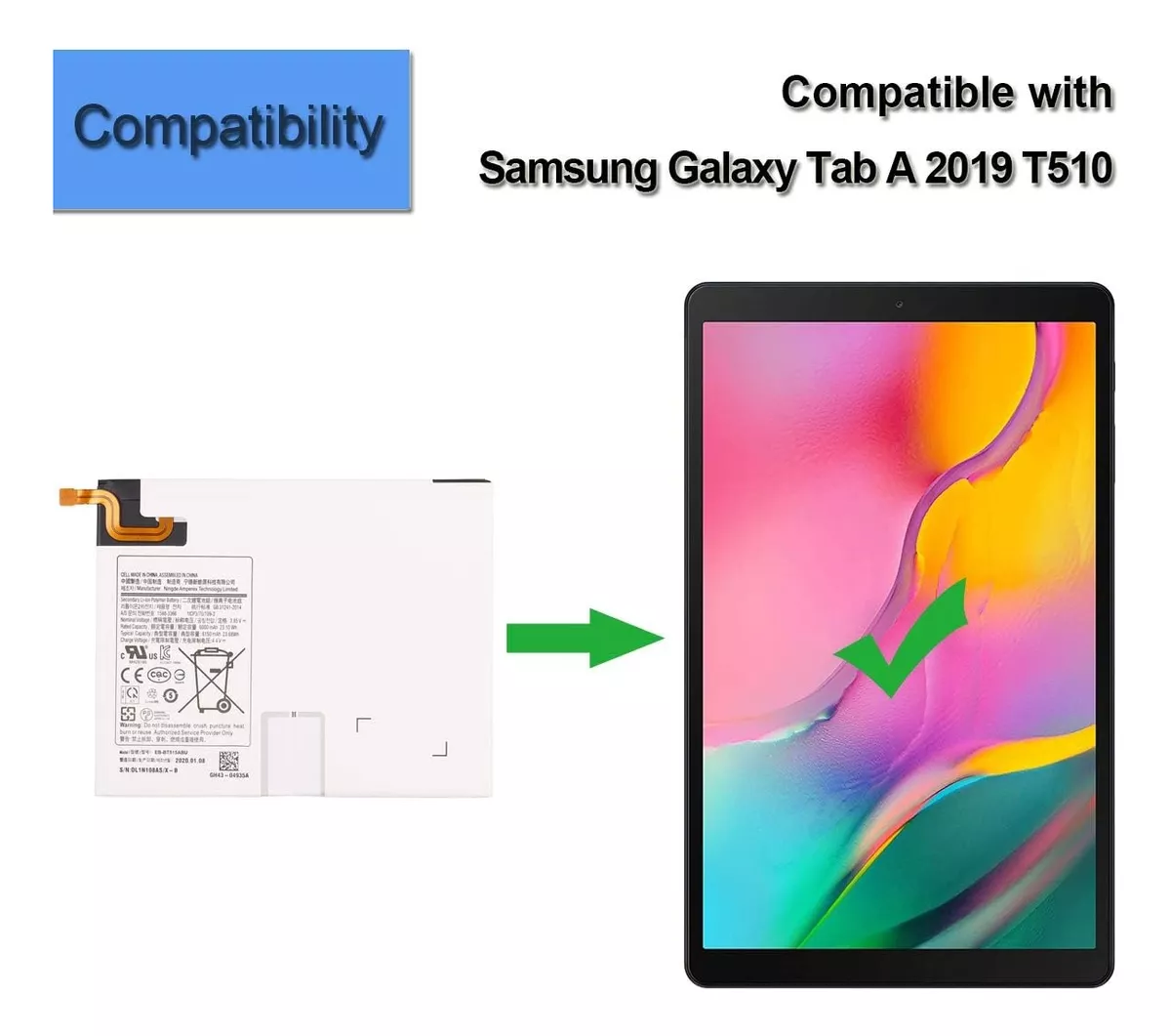 BATERIA NUEVA + KIT HERRAM PARA SAMSUNG TAB A 10.1 T510 T515 - 4