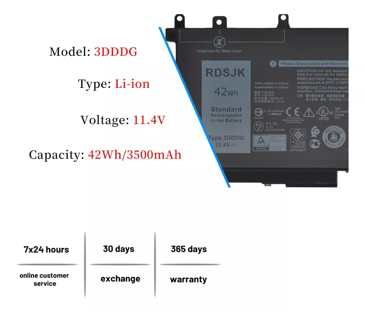 BATERIA DELL (3DDDG 03VC9Y O3VC9Y) E5280 5290 E5480 5490 - 3
