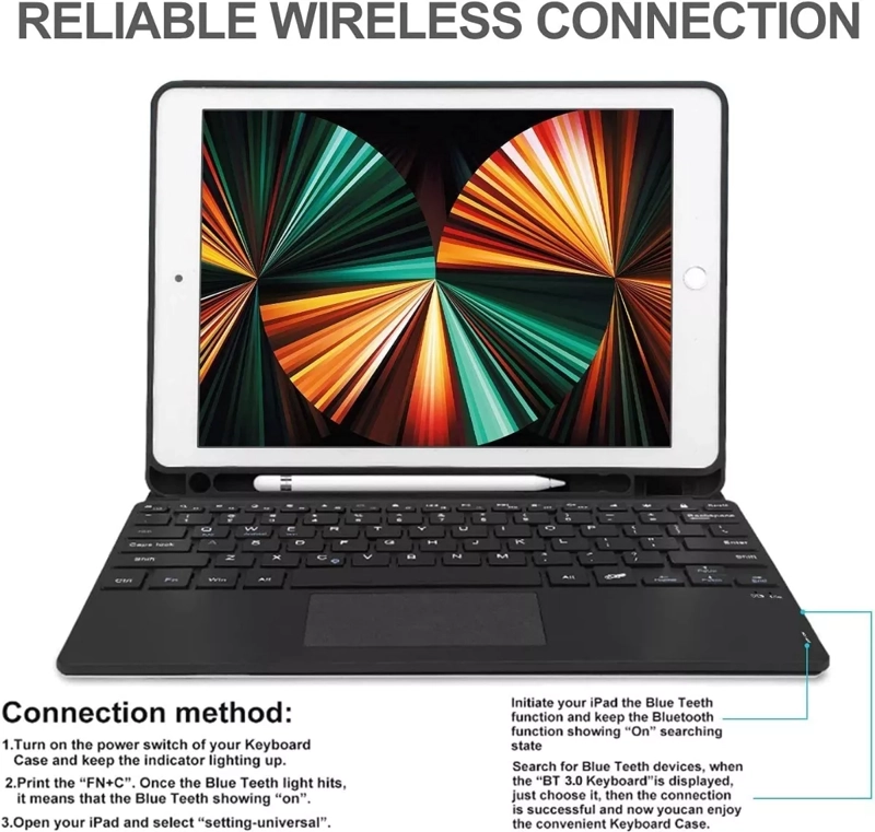 FUNDA CON TECLADO + TOUCHPAD + IPAD 9.7 5TA/6TA GEN - 3
