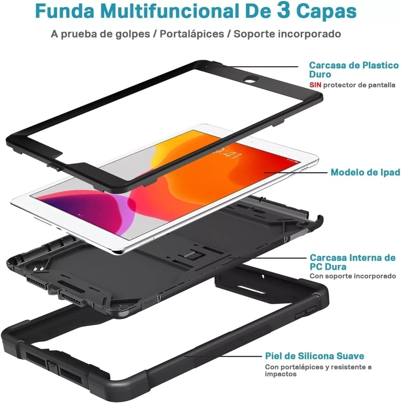 FUNDA CARCASA 360 ANTIGOLPES PARA IPAD 10.2' 9NA GEN (A2602) - 3