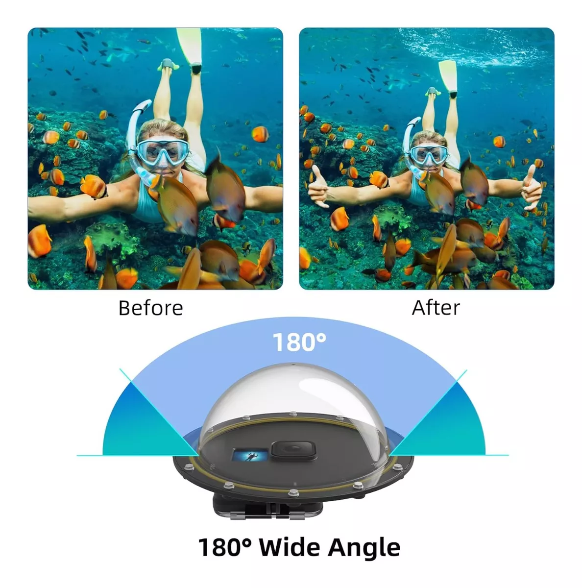 DOMO CARCASA BUCEO CÁMARA PARA GOPRO HERO 12 10 9 BLACK - 4