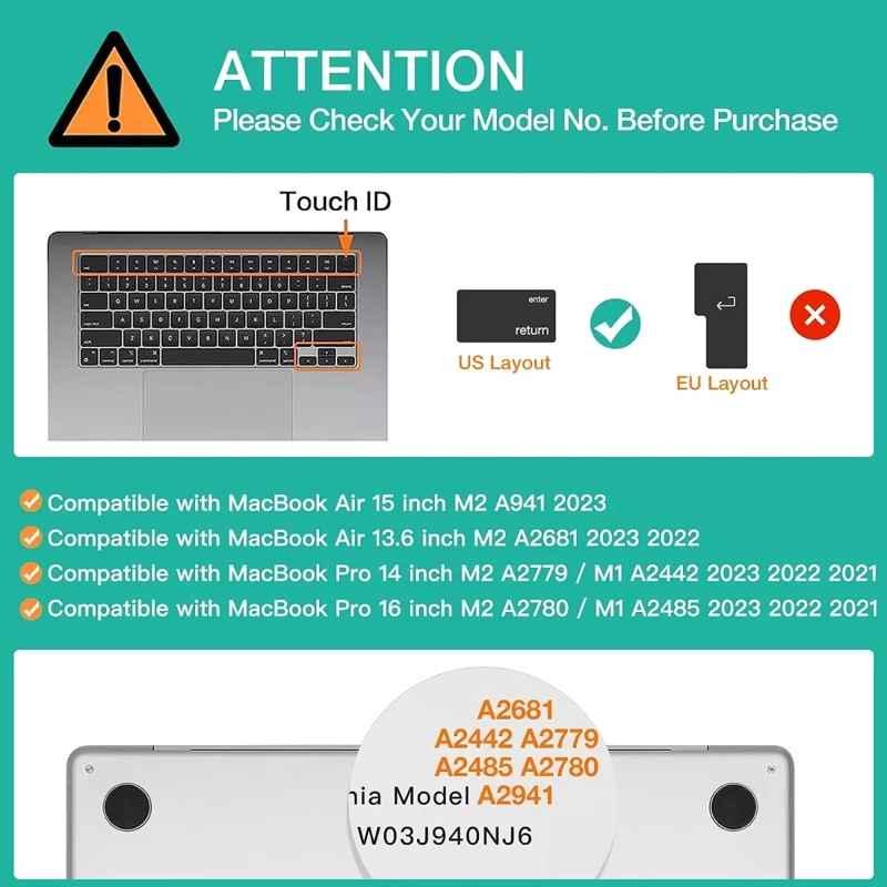 PROTECTOR DE TECLADO INGLÉS PARA MACBOOK AIR 15 M2 A2941 - 2