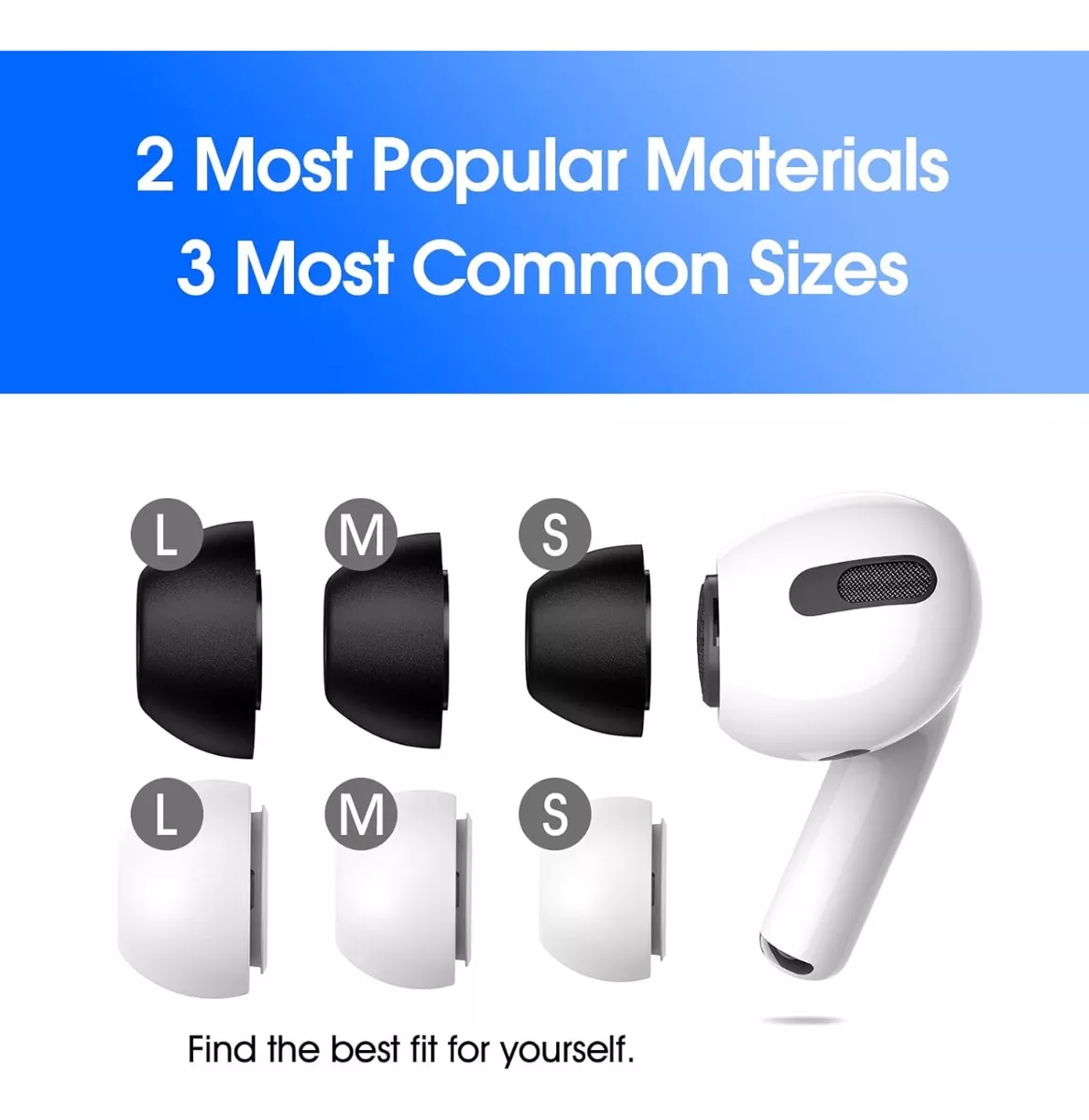 6 PARES ALMOHADILLAS MEMORY FOAM | SILICONA PARA AIRPODS PRO - 4