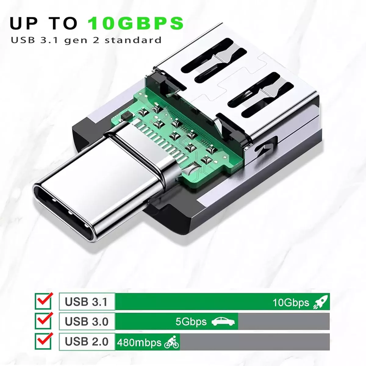 ADAPTADOR USB-C MACHO A USB 3.2 HEMBRA METALICO RESISTENTE - 2
