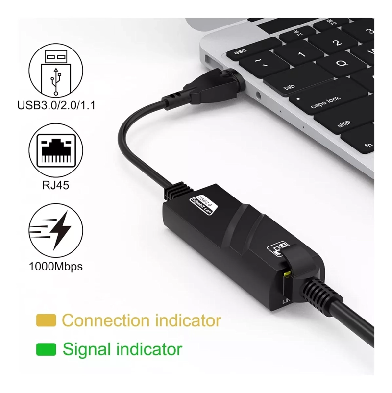 ADAPTADOR USB 3 A RJ45 LAN GIGABIT ETHERNET 10/100/1000 MBPS - 2
