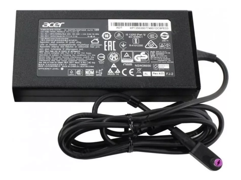 CARGADOR ORIGINAL NOTEBOOK ACER NITRO 5 AN515-54-59UV (135W) - 2