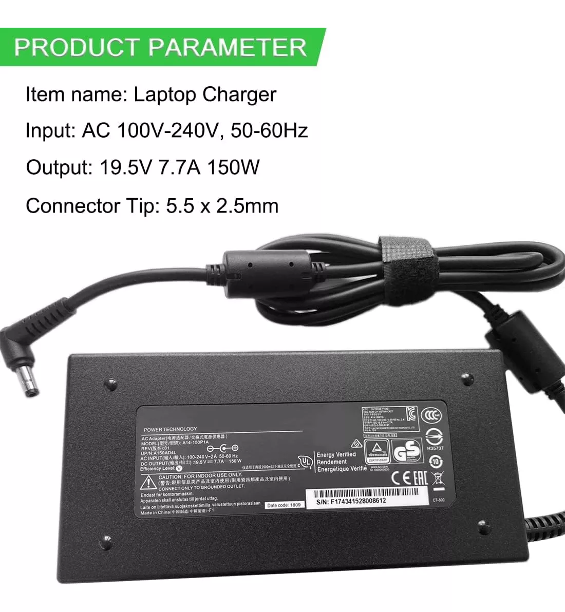 CARGADOR PARA NOTEBOOK ASUS MSI 150W 5.5X2.5MM NUEVO - 2