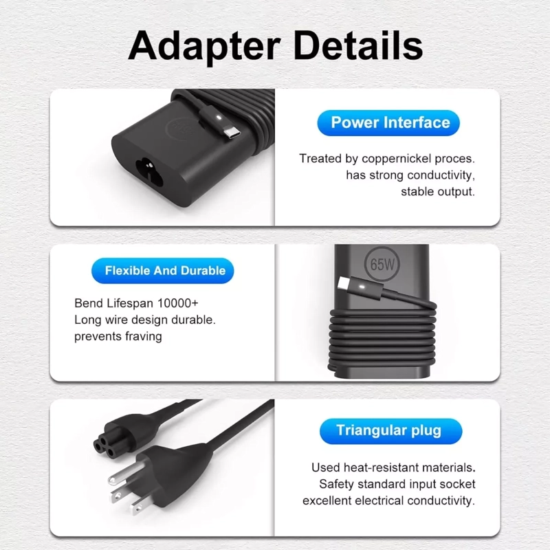 CARGADOR PARA DELL LATITUDE 5320 7320 7420 9520 (65W) TIPO C - 5