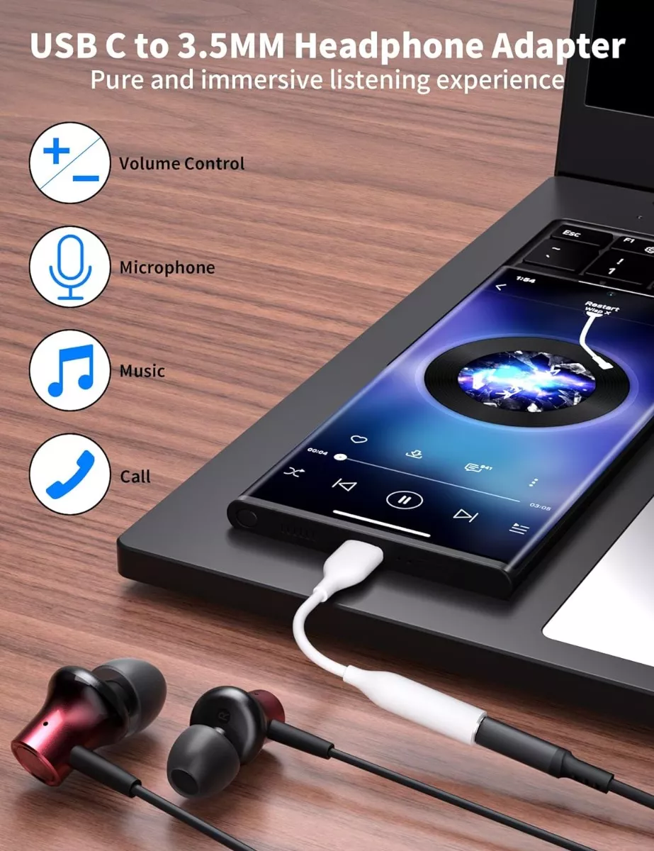 ADAPTADOR TIPO C | JACK AUDIO 3.5 PARA SAMSUNG S20 S21 FE - 5