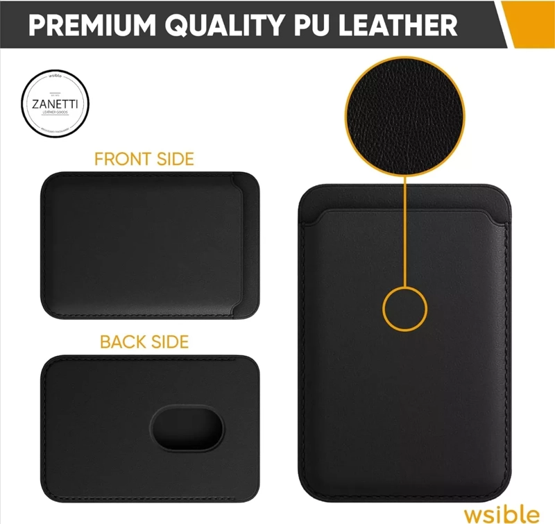TARJETERO IPHONE 15 14 13 12 LEATHER WALLET MAGSAFE BILLETERA - 3