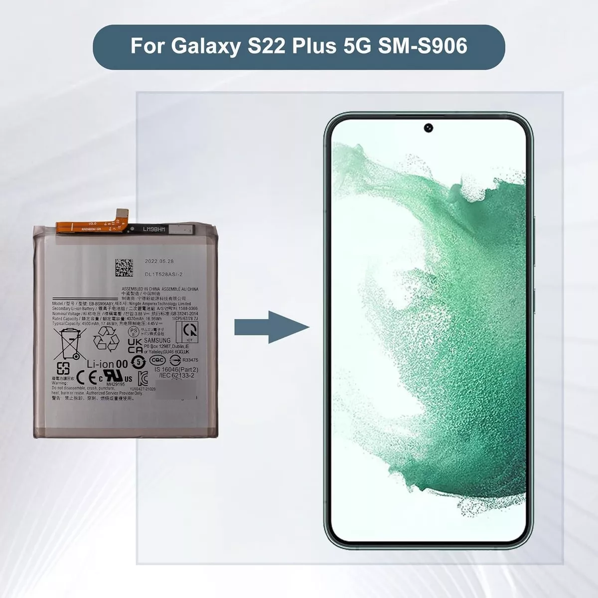 BATERIA NUEVA + KIT HERRAM PARA SAMSUNG GALAXY S22 PLUS S906 - 4