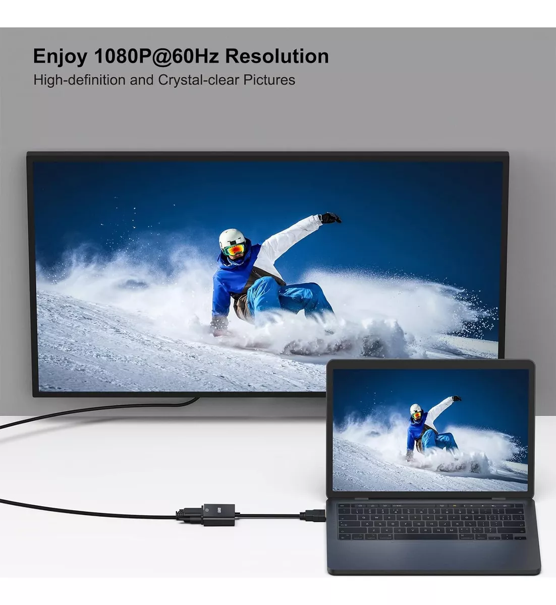 ADAPTADOR CABLE CONVERSOR HDMI A VGA 1080 FULL HD RESISTENTE - 4