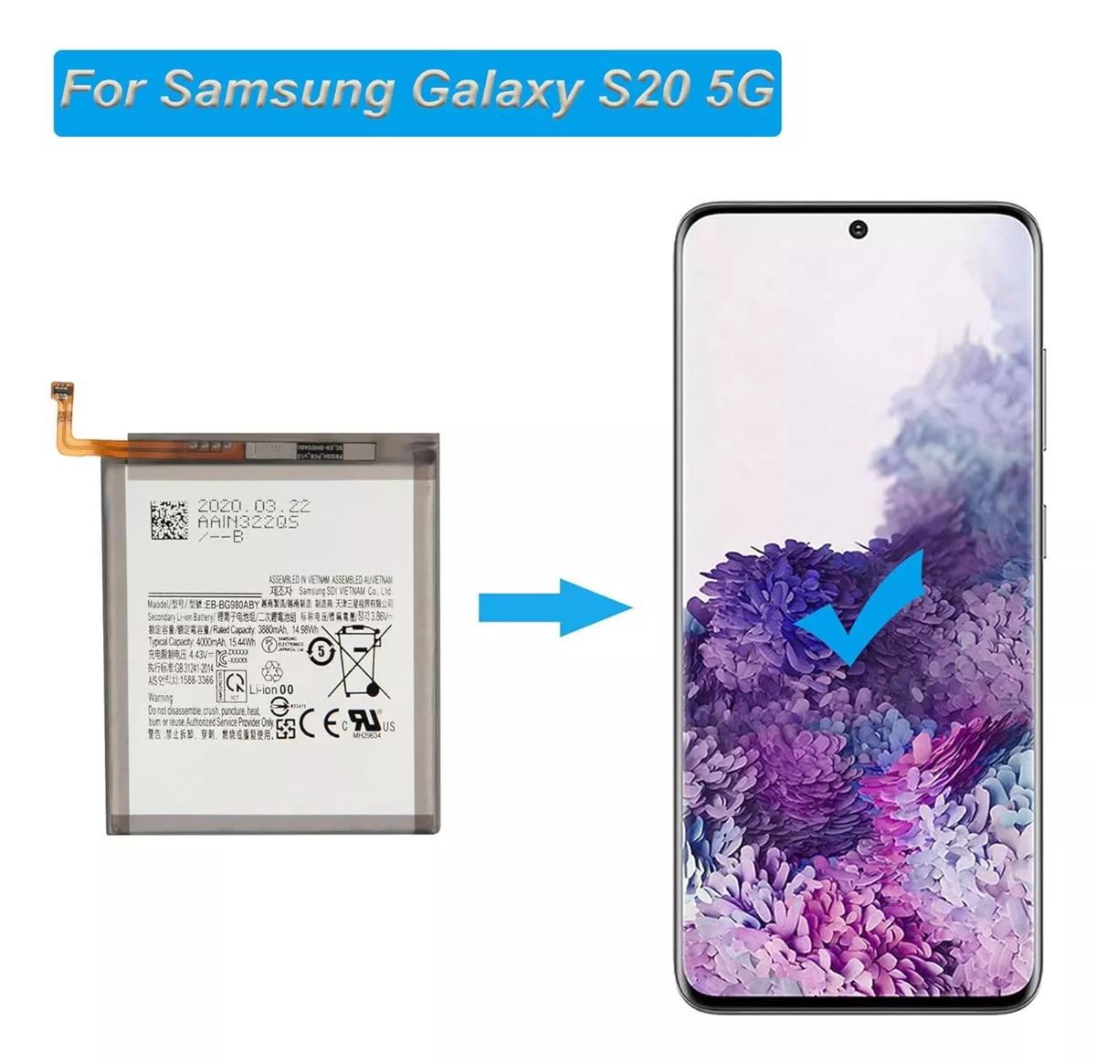 BATERIA NUEVA + KIT HERRAMIENTAS PARA SAMSUNG S20 G980 - 4