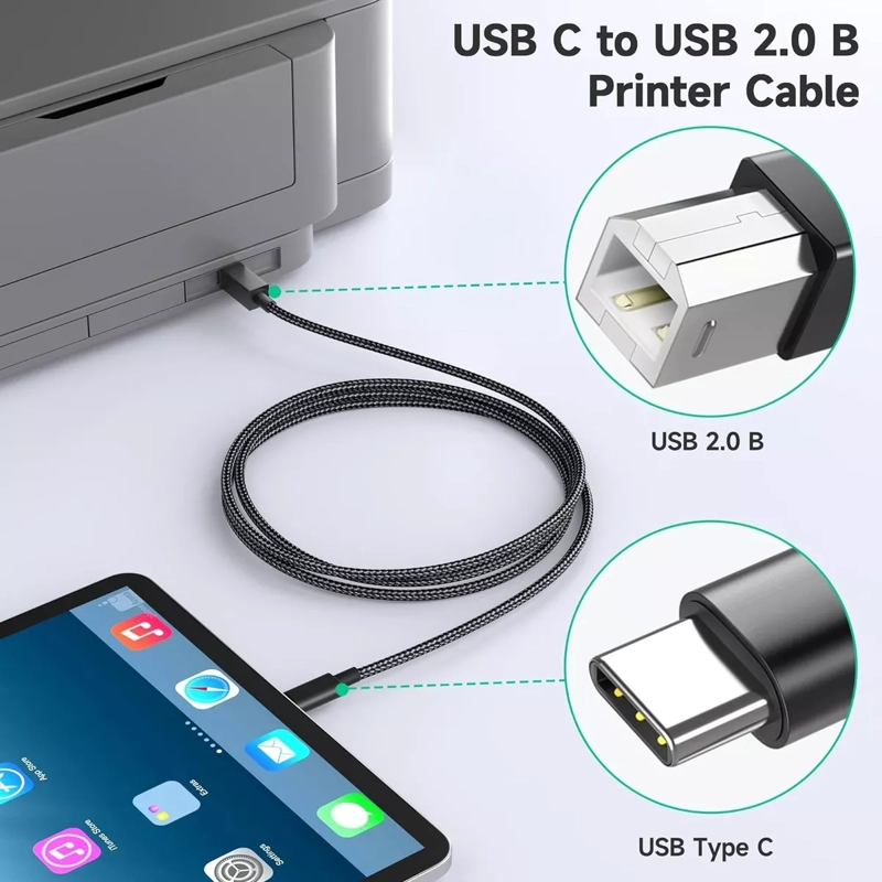 CABLE USB TIPO C USB B 2.0 IMPRESORA PARA MAC AIR PRO M1 M2 - 2