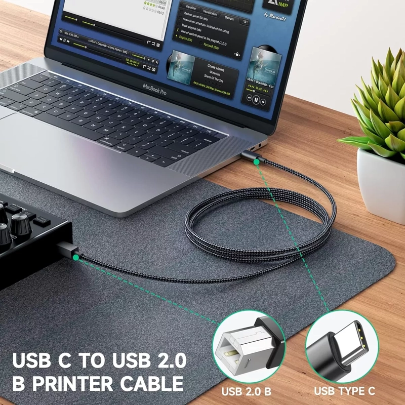 CABLE USB TIPO C USB B 2.0 IMPRESORA PARA MAC AIR PRO M1 M2 - 5