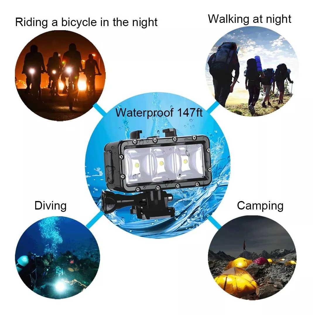 FOCO LED SUMERGIBLE PARA GOPRO HERO 12 11 10 9 MAX POTENTE - 3