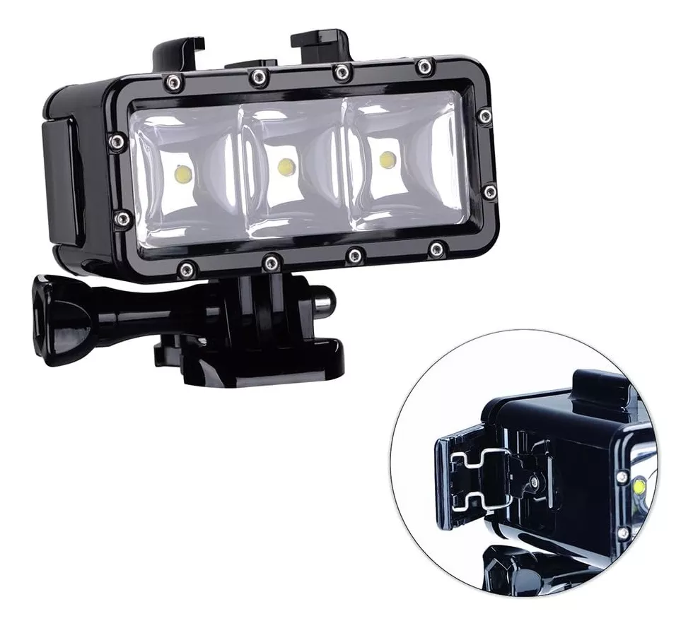 FOCO LED SUMERGIBLE PARA GOPRO HERO 12 11 10 9 MAX POTENTE - 4