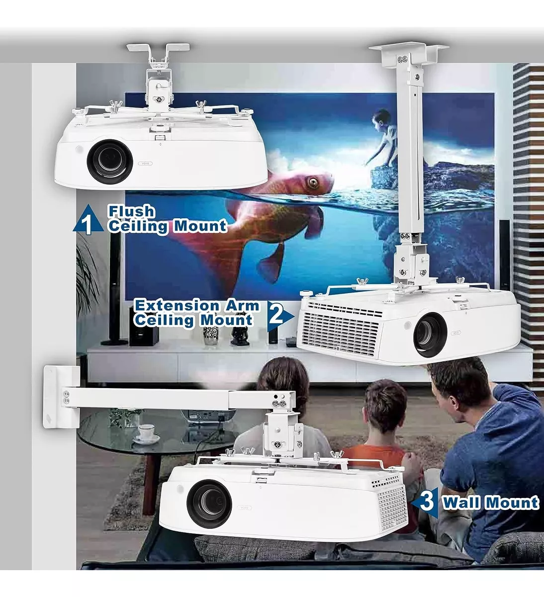 SOPORTE CON BRAZO TECHO PARED PARA PROYECTOR DATA FIRME - 3