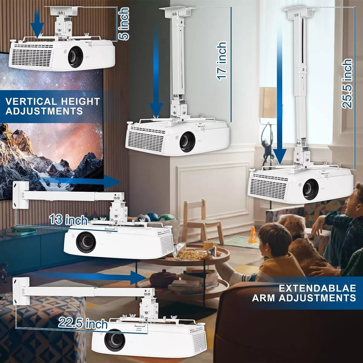 SOPORTE CON BRAZO TECHO PARED PARA PROYECTOR DATA FIRME - 4