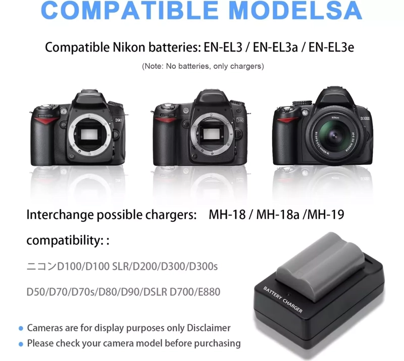 CARGADOR RAPIDO DE BATERIA PARA NIKON MH-18A EN-EL3A D70 D80 - 2