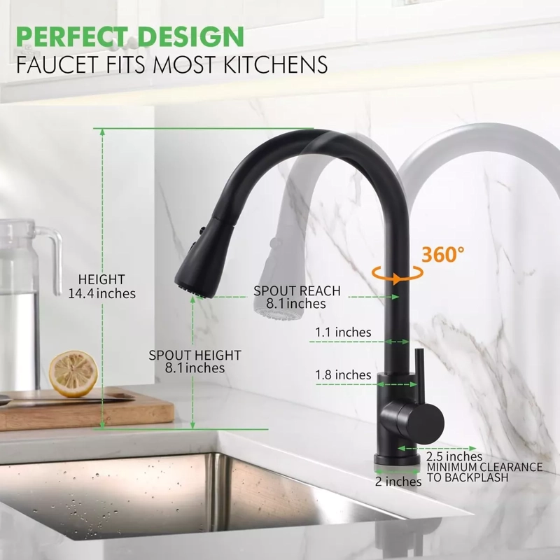 LLAVE MONOMANDO LAVAPLATOS PROFESIONAL EXTRAIBLE NEGRO MATE - 3