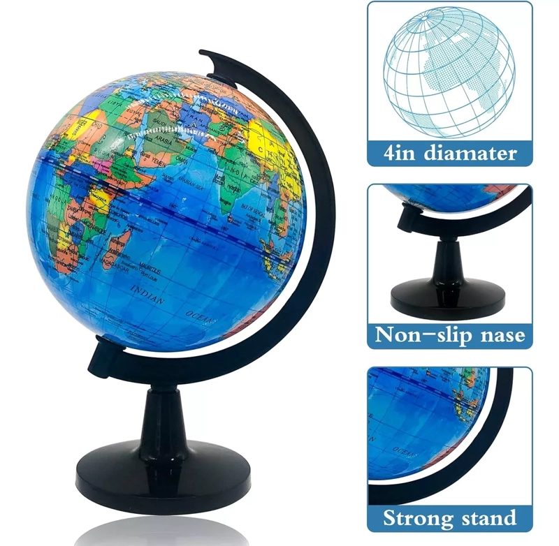 GLOBO TERRAQUEO 21,5 CM 360 GRADOS MAPA MUNDI + BASE FIRME - 3