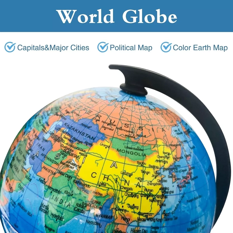GLOBO TERRAQUEO 21,5 CM 360 GRADOS MAPA MUNDI + BASE FIRME - 4