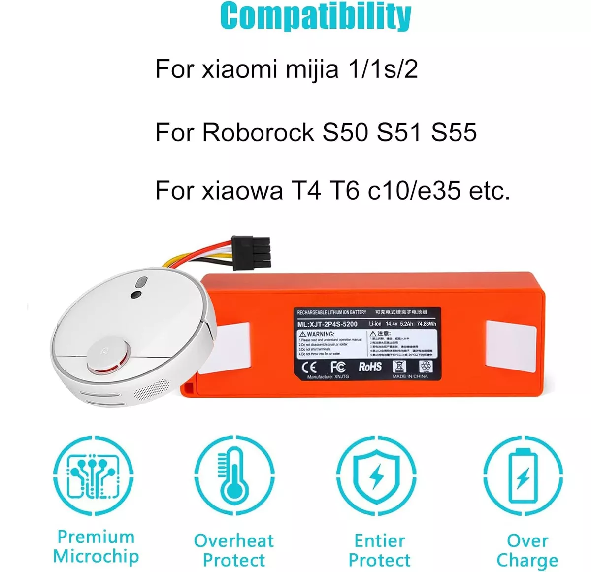 BATERIA PARA XIAOMI MIJIA ROBOROCK S52 S55 T60 T65 E20 E25 - 2