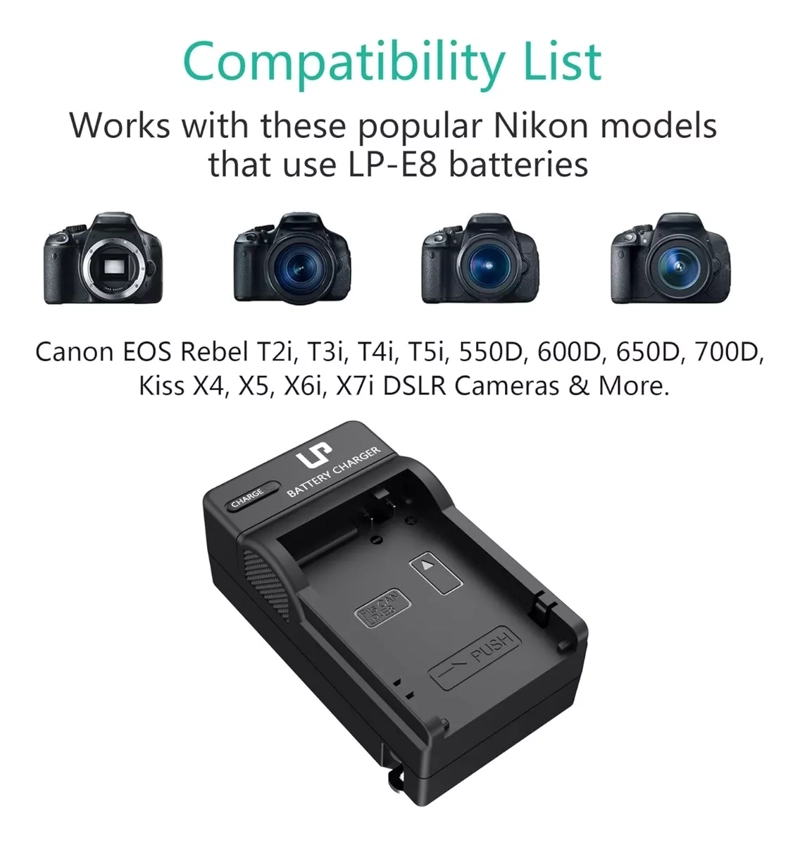 CARGADOR RAPIDO BATERIA LP-E8 PARA CAMARA CANON T2I T3I T4 - 2