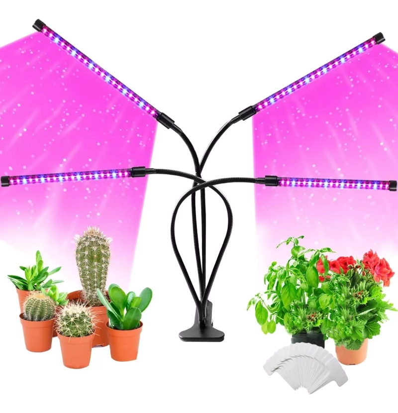 LAMPARA LUZ LED UV CULTIVO INTERIOR PLANTAS 4 TUBOS POTENTE - 1