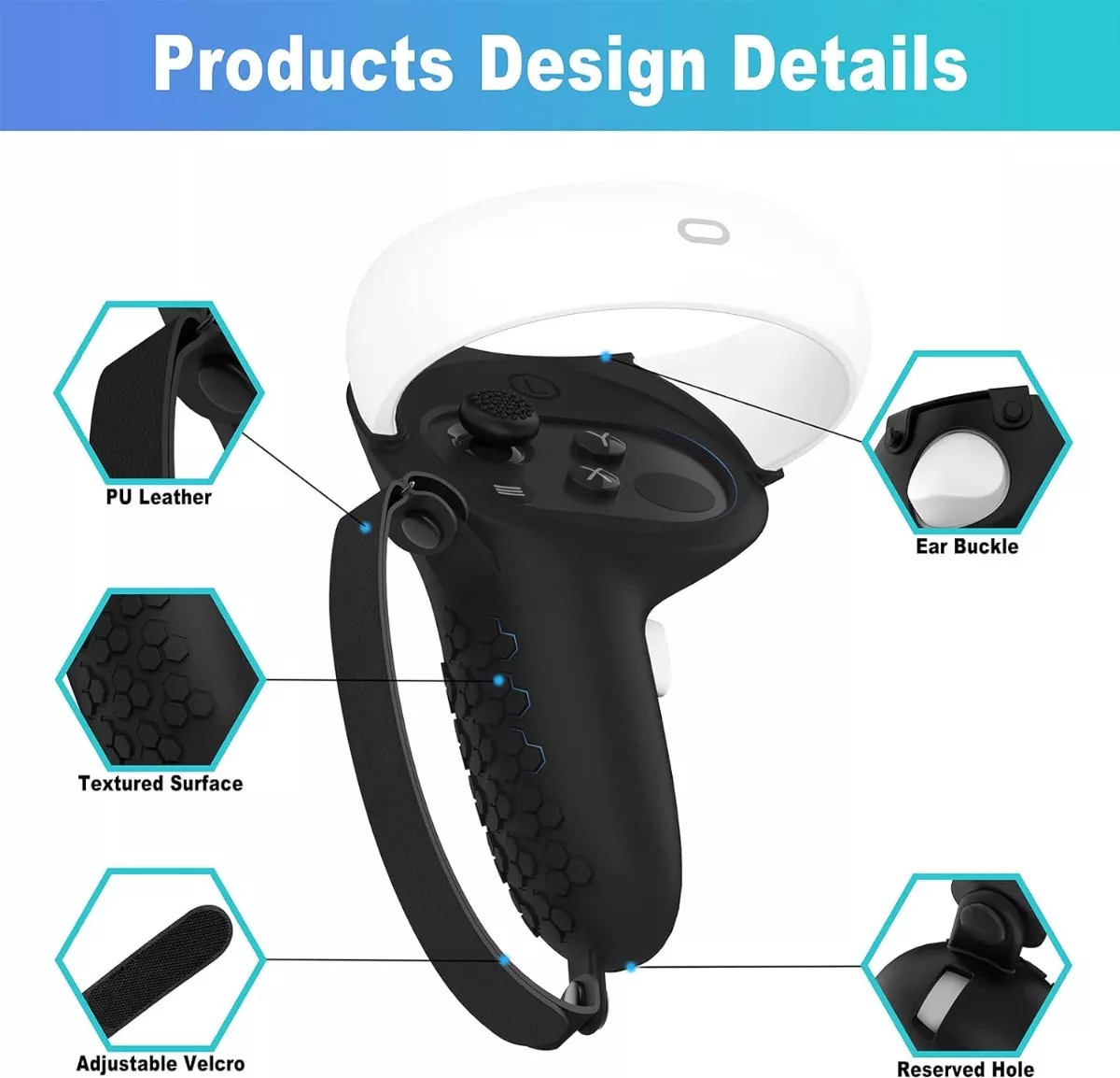 COVER GRIPS PARA MANDOS OCULUS QUEST 2 + CORREA AJUSTABLES - 2