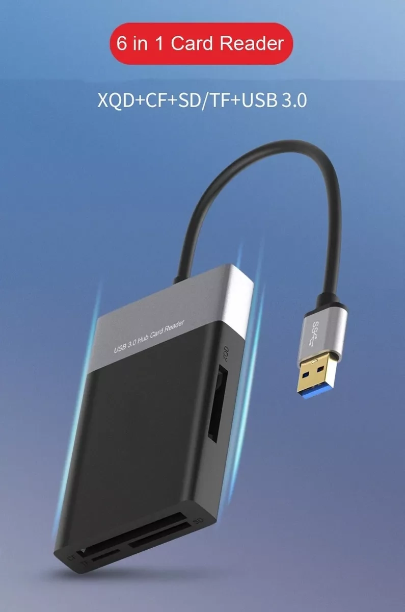 CABLE USB LECTOR MULTIFUNCIONAL TARJETA 6EN1 SD/MICROSD/CF/XQD USB 3.0 - 4