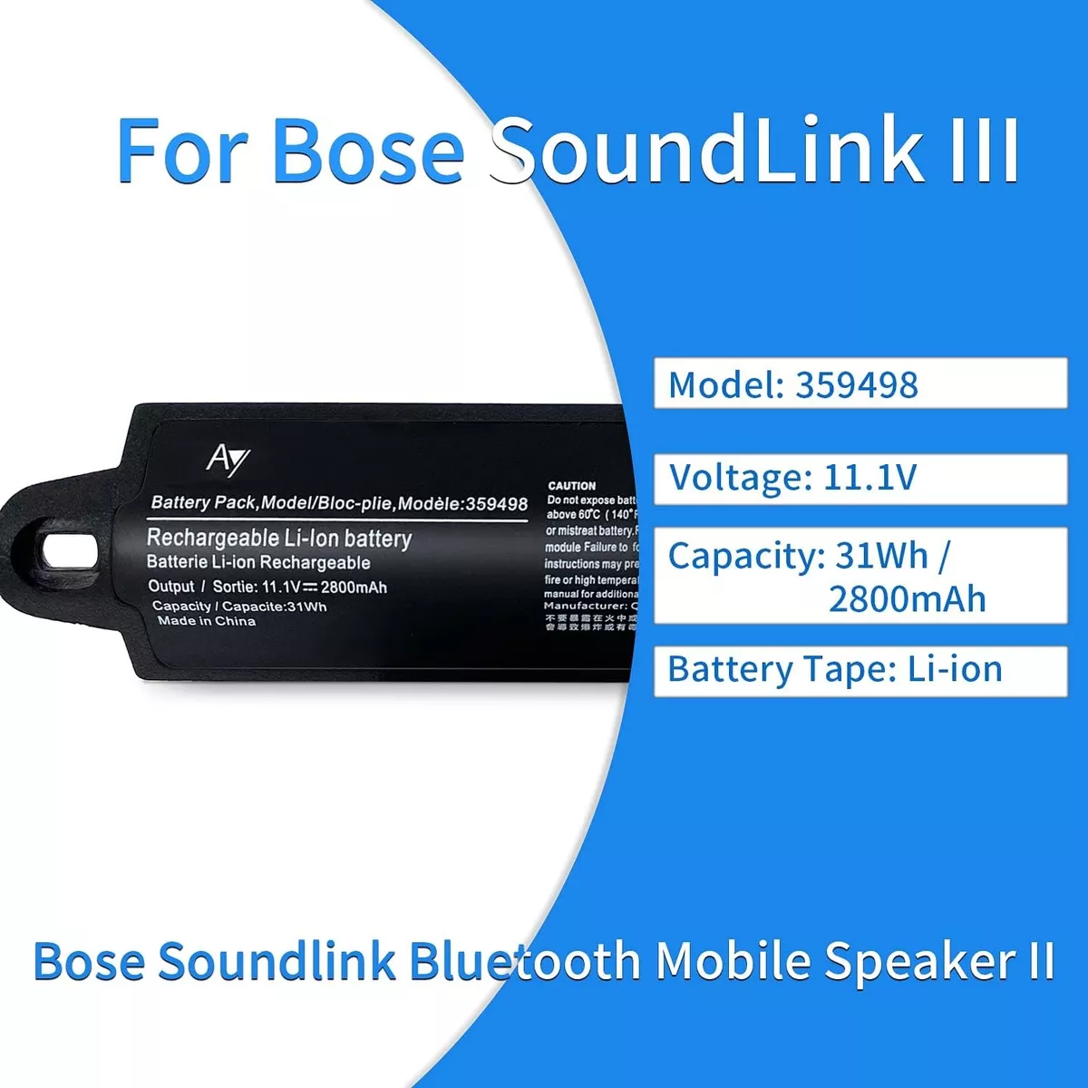 BATERIA (359498) PARLANTE BOSE SOUNDLINK 2, 3, II III NUEVA - 3