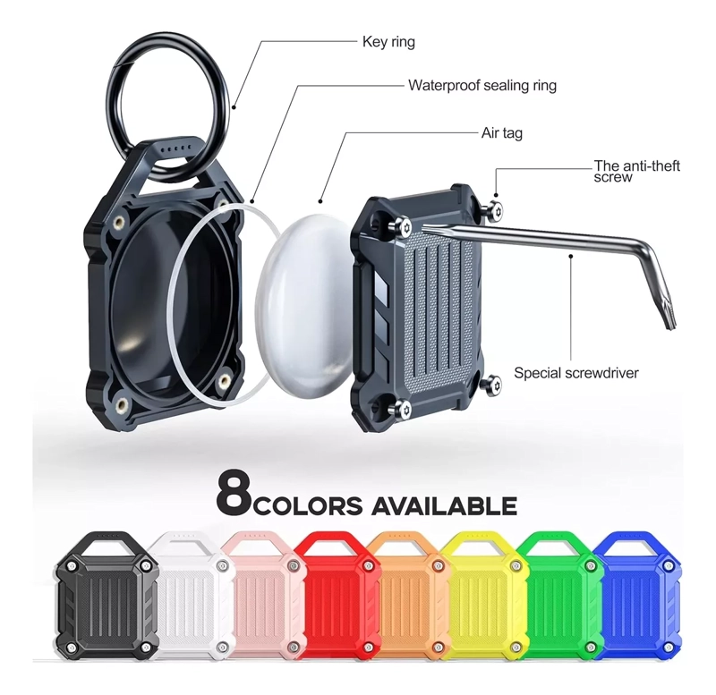 FUNDA PROTECTOR ANTIGOLPE 360 IMPERMEABL LLAVERO AIRTAG NEGRO - 2
