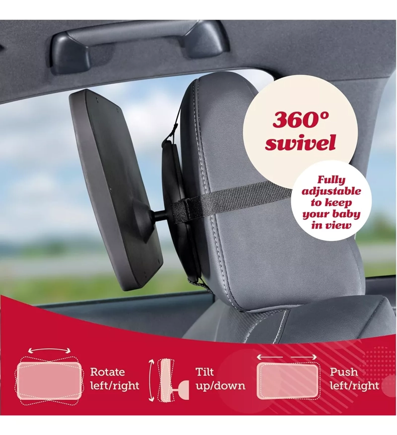 ESPEJO RETROVISOR NEGRO SEGURIDAD NIÑOS INFANTIL AJUSTABLE FIRME - 3